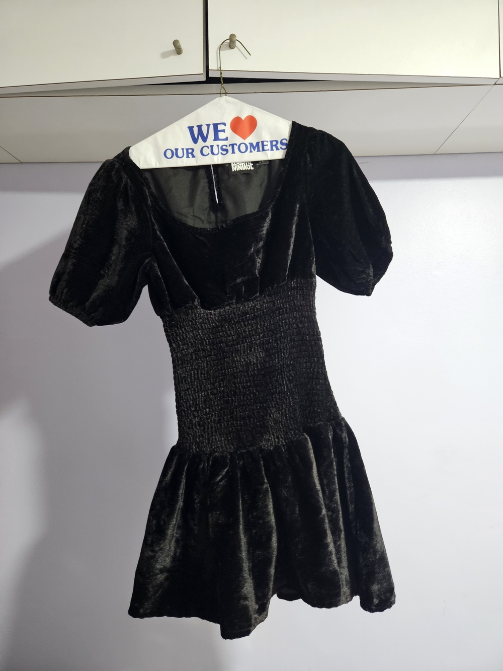 Velour Velvet Drop Waist Smocked Mini Dress